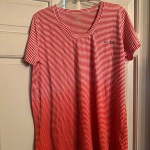 Reebok || Orange & White Horizontal Striped Exercise Top || Size XL || Ombre